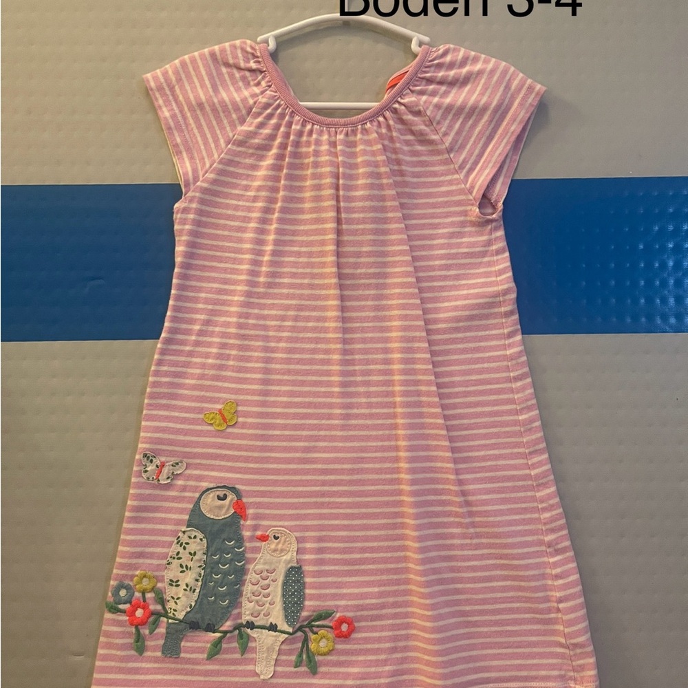 Baby Boden Pink and White Casual Raglan Sundress 3-4
